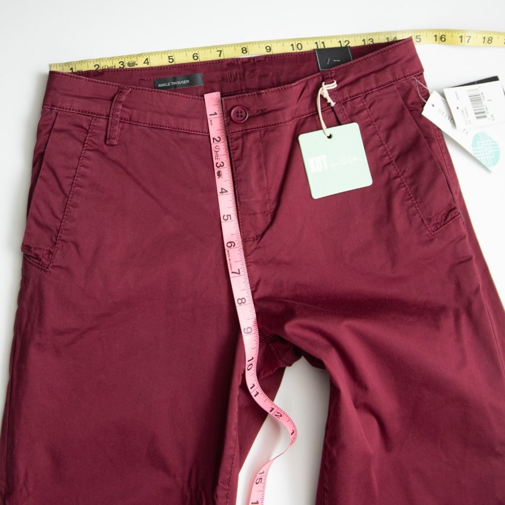 Kut From The Kloth Annora Pant Ankle Legnth Straight Burgundy Red Size 2 New - Picture 6 of 7